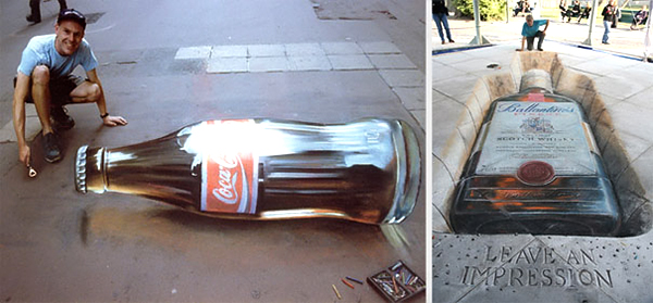 рекламный стрит-арт, рекламное граффити, 3Д-рисунки на асфальте, граффити-реклама 